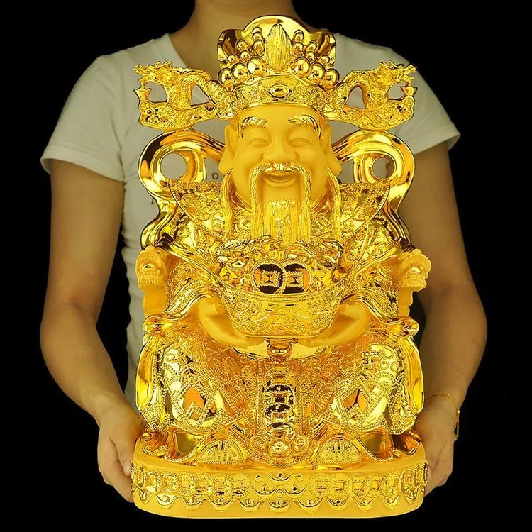 沙金色财神摆件招财进宝中式家用客厅前台玄关店商铺公司开业礼品