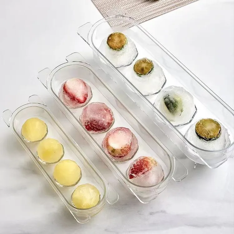 带盖四格透明球形制冰冰格模具家用冰格食品级冰箱冻冰储冰神器