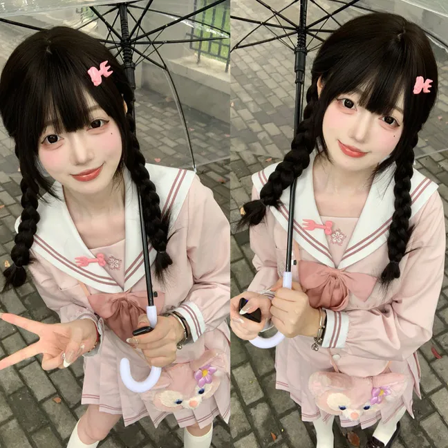 【神北JK】原创草莓洛可可粉色水手服收腰jk制服套装校供粉色水手服