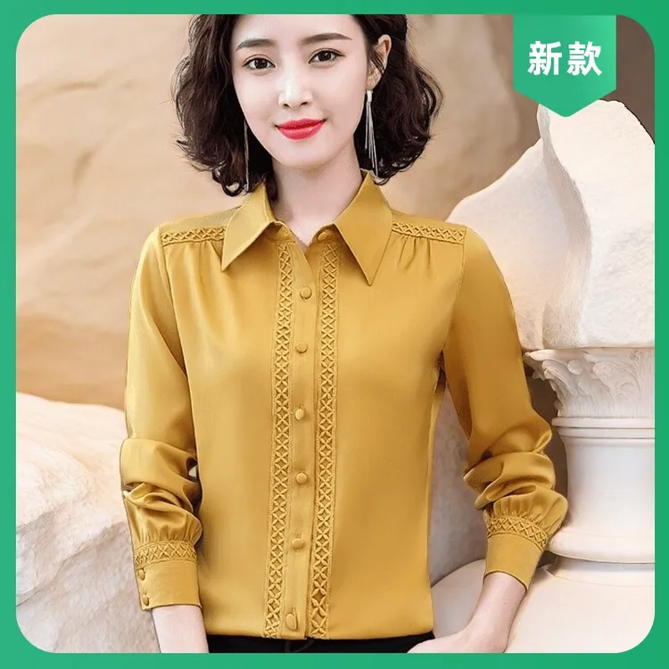 啄木鸟气质打底衫新款秋季时尚加绒衬衣洋气衬衫上衣春秋雪纺衫女