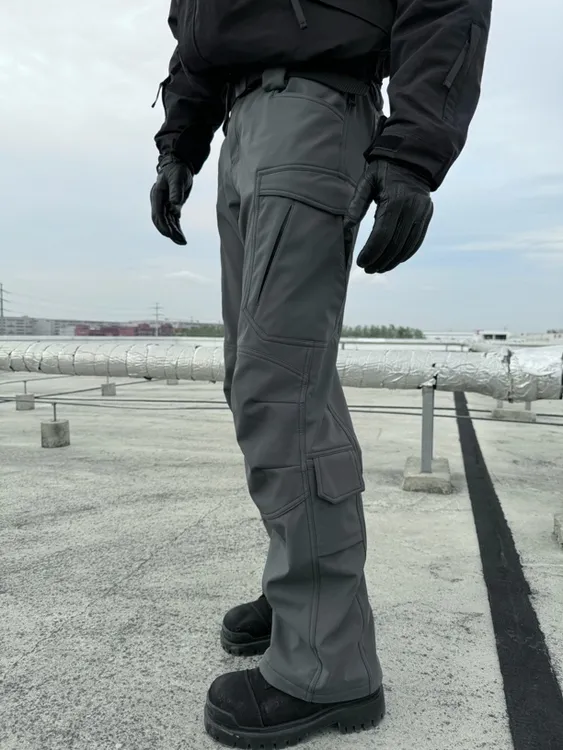 【卡秋山】阿瑞斯加绒三防弹力户外战术军鸟裁片多口袋直筒工装裤