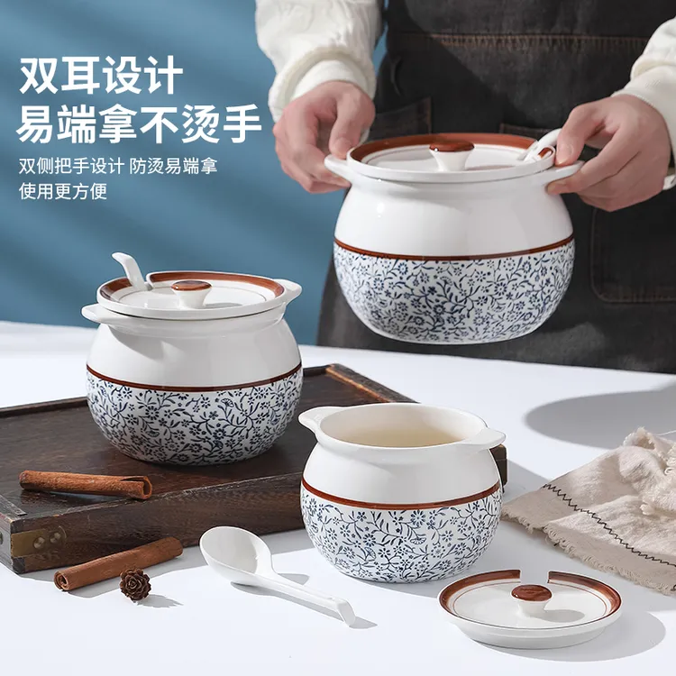 家用猪油罐厨房调料罐陶瓷防烫双耳创意大号日式带盖调味瓶厨房用
