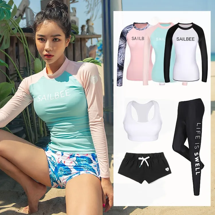 分体潜水服女韩国水母衣大码长袖长裤防晒速干泳衣女冲浪服浮潜服