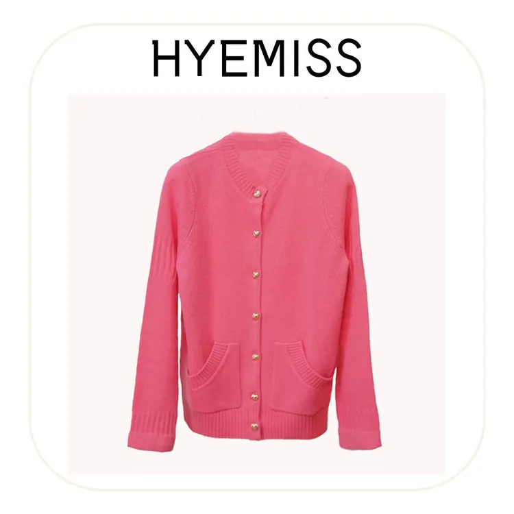 HYEMISSKC230118春季百分百羊毛圆领百搭时尚开衫
