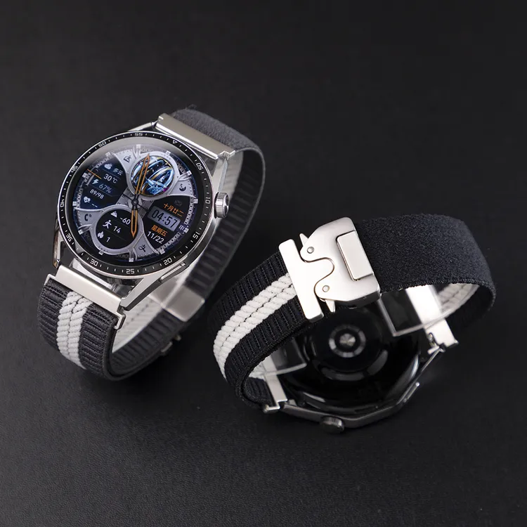 适用华为手表GT5/4表带GT3机甲风双条纹Watch5/4pro尼龙编织腕带