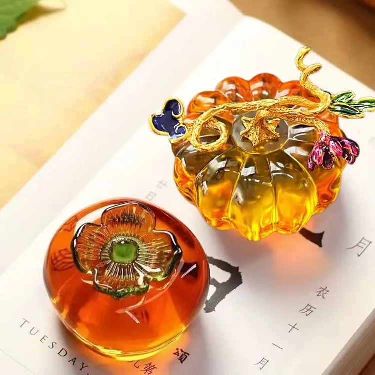 柿子南瓜花生毛笔书法笔架书房小摆件高颜值压书镇纸书法专用清仓