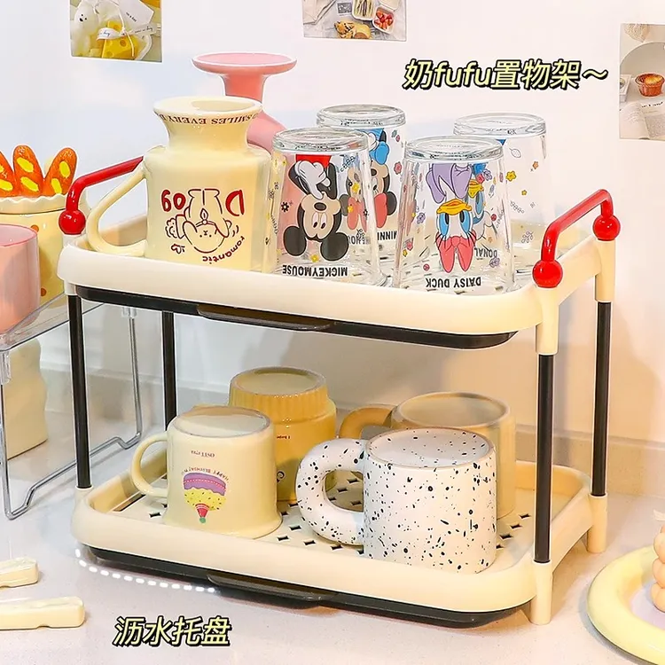 杯子收纳置物架多层沥水茶杯茶具咖啡杯架厨房餐桌面沥水杯收纳架