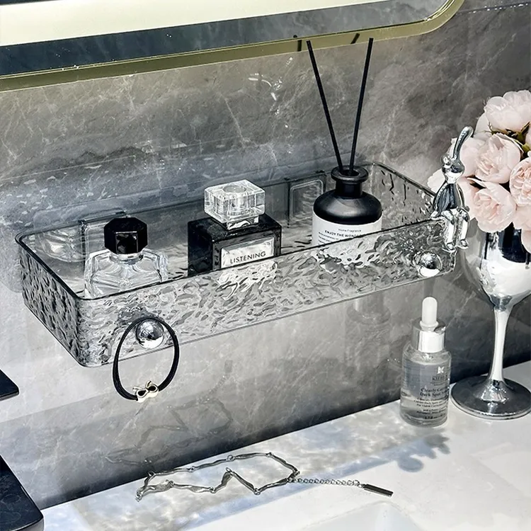 卫生间置物架壁挂免打孔浴室厕所墙上收纳架洗漱台化妆品整理架子