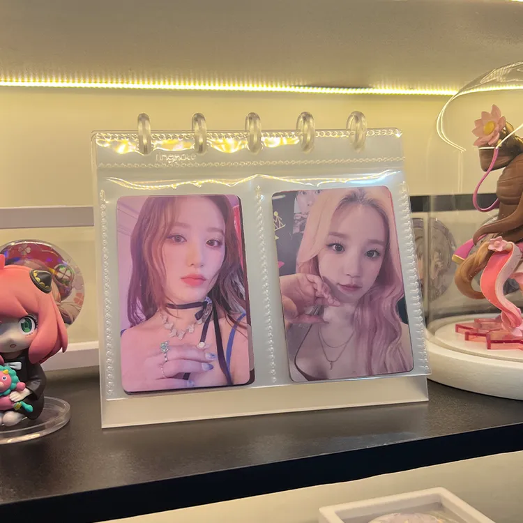 台历卡册明星小卡自印卡片3寸透明收纳册二宫格拍立得蘑菇扣摆件