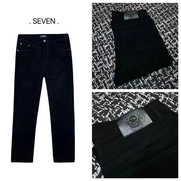 25秋冬【防褪色】合身直筒高弹黑色净版百搭弹力牛仔长裤牛仔裤1813