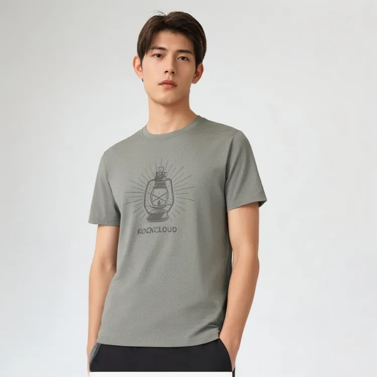 【新款速干t恤】岩云男士圆领半袖花纱舒适吸汗速干t恤