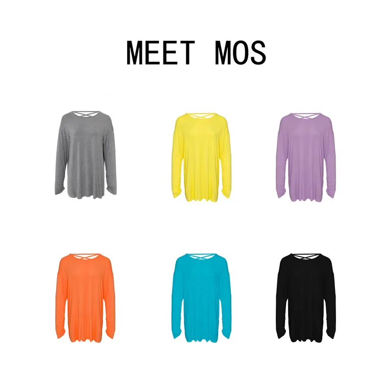 MEET MOS【后背交叉防晒罩衫】夏季彩色宽松显瘦长袖T-23210149