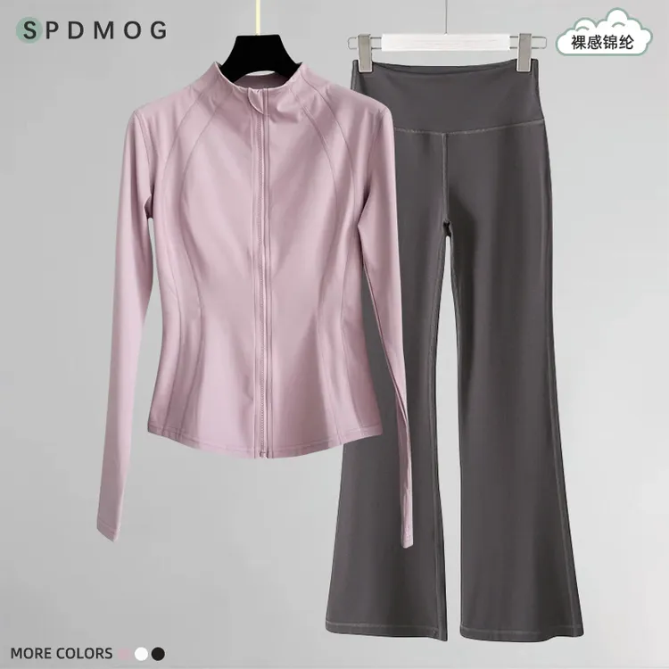 SPDMOG瑜伽舞蹈练功服夏季户外晨跑专业时尚健身服跑步运动女套装