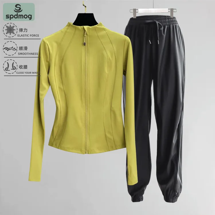 SPDMOG晨跑运动套装女新款户外跑步打看球健身衣专业显瘦瑜伽服