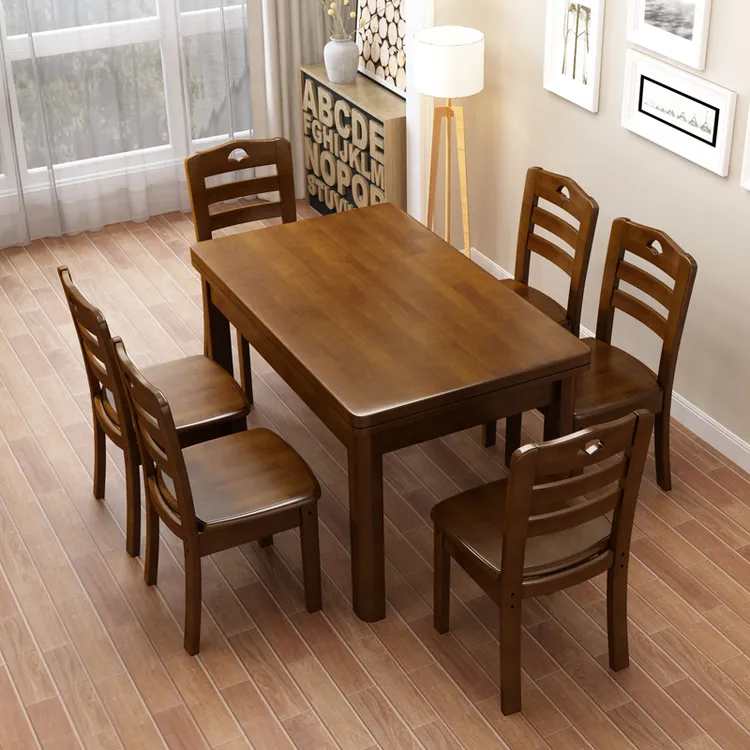 全实木餐桌椅组合现代简约小户型饭桌长方形纯木家用西餐桌4人6人