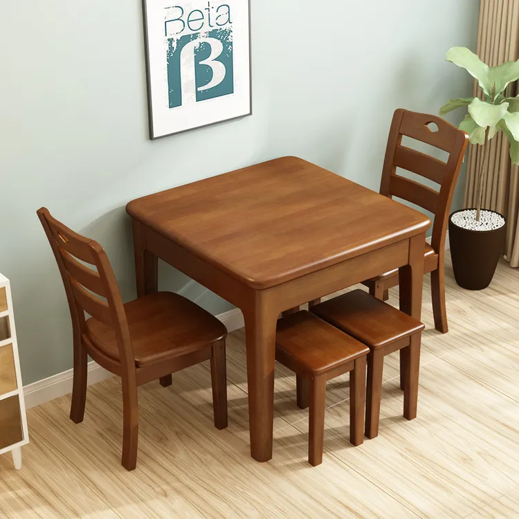 全实木餐桌椅组合北欧小户型饭桌正方形原木西餐桌80宽70方桌60宽