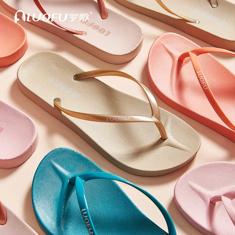 luofu罗敷人字拖女夏天平底软底夹脚高级防滑轻便洗澡沙滩凉拖鞋