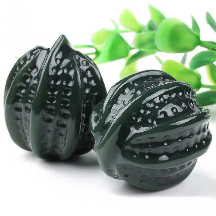 新疆和田玉青玉核桃保健球男士把玩手球一对手把件玉石雕刻送礼