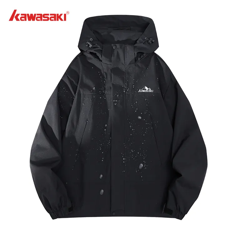 kawasaki/川崎可拆卸加绒内胆连帽三合一 防水防风冲锋衣男女同款