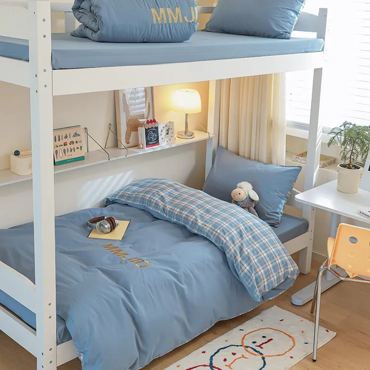 纯棉大学生宿舍床上三件套全棉上下铺单人床水洗棉被套床品四件套