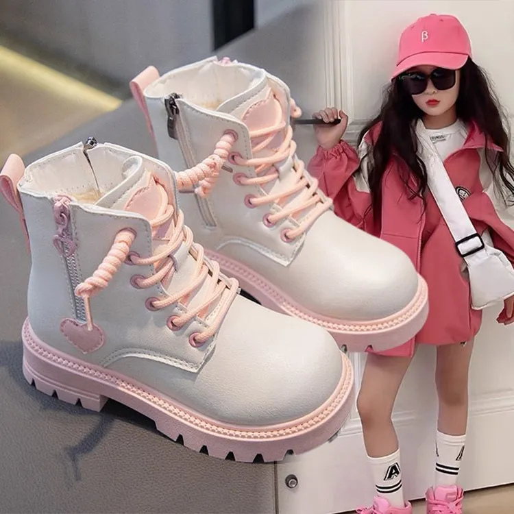 洋气女童马丁靴2025新款秋冬季时尚儿童靴子加绒加厚棉靴女孩皮靴