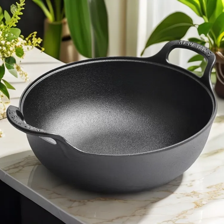 【匠心】外26-2.8L铸铁元宝锅炖锅炒锅无涂层燃气电磁炉通用平底锅