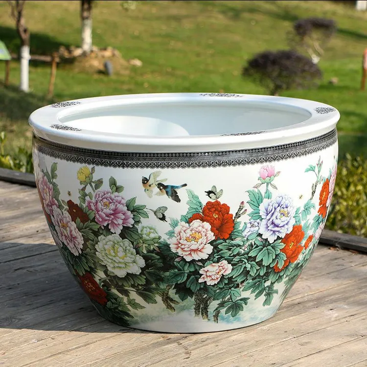 庭院大缸青花瓷水缸金鱼缸荷花碗莲睡莲盆乌龟缸酒店甲鱼缸