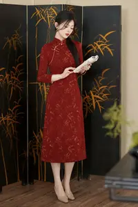 花怜加厚改良旗袍裙