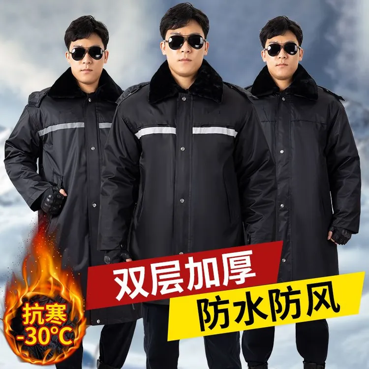 加长加厚防水防风棉大衣保安执勤棉袄可拆卸反光条多功能防寒棉服