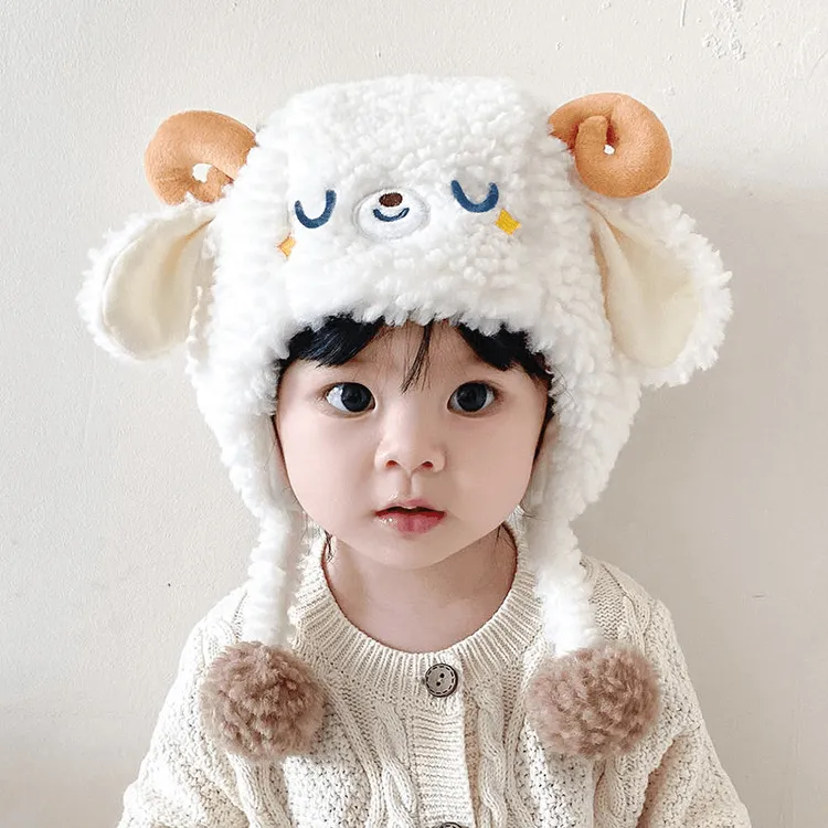 儿童帽子冬季加厚毛绒帽保暖防寒男女宝宝帽子秋冬可爱儿童护耳帽