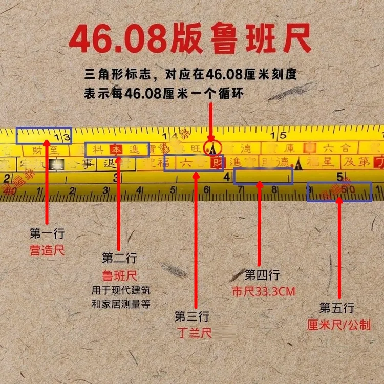 正宗46.08版鲁班尺营造尺门光尺优质耐磨加厚传统家居测量工具