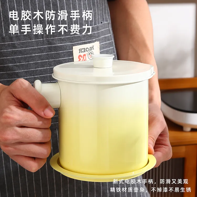 2023新款 家用带盖油壶滤油罐 储油桶防烫防蛀 不锈钢滤网精铁壶