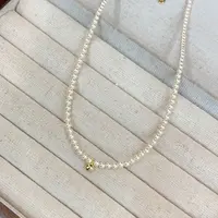 铜合金仿珍珠项链 （迷你金豆小米珠）3mm项链百搭精致