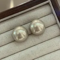 非金属仿珍珠耳饰 香槟色面包珠2厘米左右大小轻奢时尚