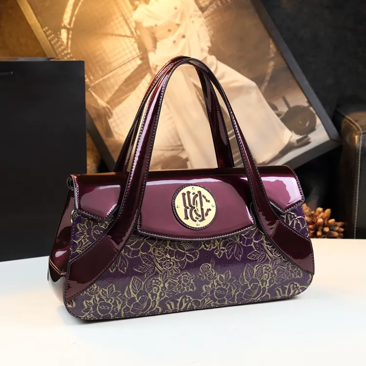 2025新款时尚大气高档手提包欧美真皮女包中老年妈妈包复古国风潮