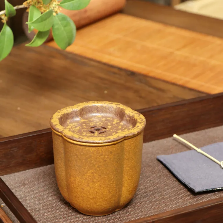 【宽窄】灰念酱釉四叶草建水家用复古陶瓷小型茶室（Q2436）