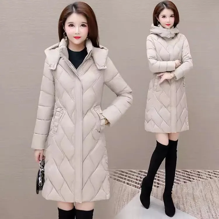 2025秋冬中长款棉服女士气质通勤百搭上衣显瘦韩版冬季保暖女装