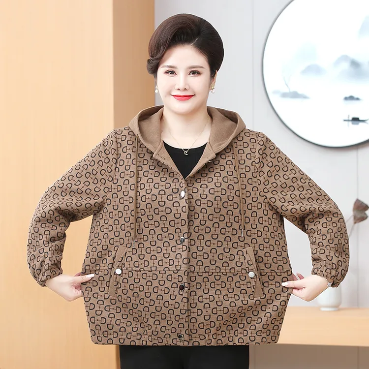 雅丹妈妈秋装加肥加大码外套新款中年女洋气风衣中老年人胖mm上衣