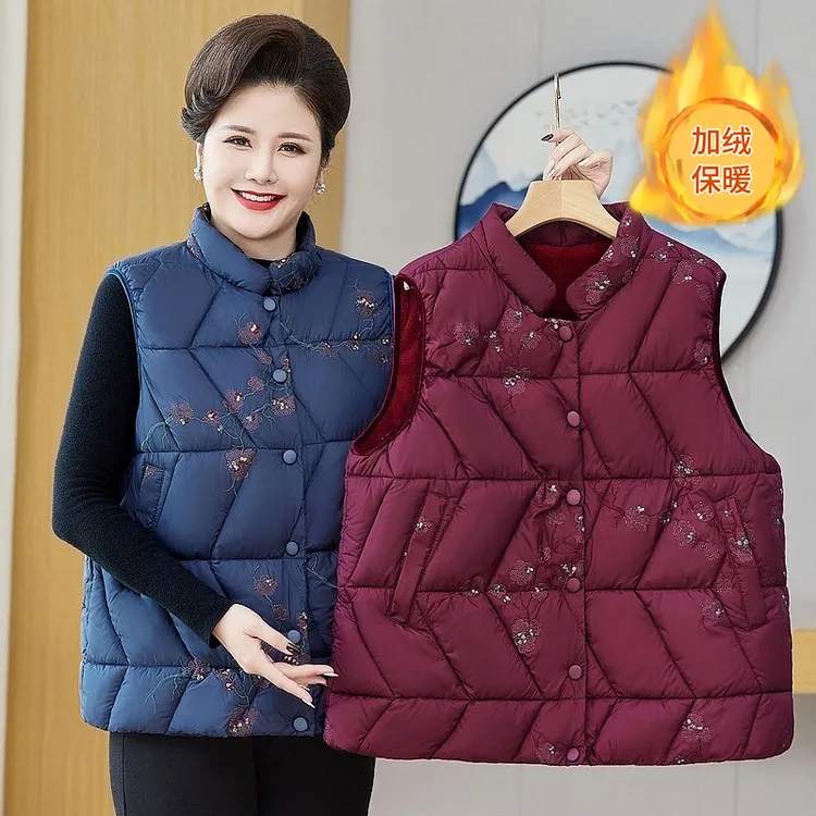 老年人冬装女马甲奶奶装背心加肥加大老太太冬季妈妈加厚马夹衣服