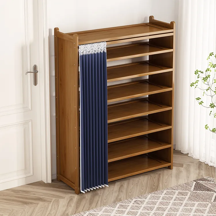 楠竹鞋架子多层家用门口防尘简易大容量收纳神器宿舍实木置物鞋柜