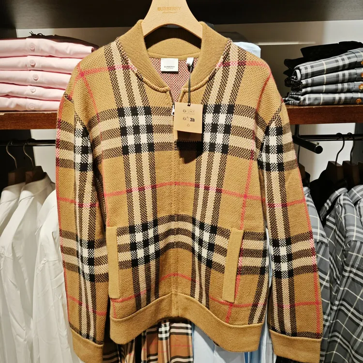 【香港直邮】Burberry博柏利格子连帽宽松长袖卫衣男桦木棕80911641