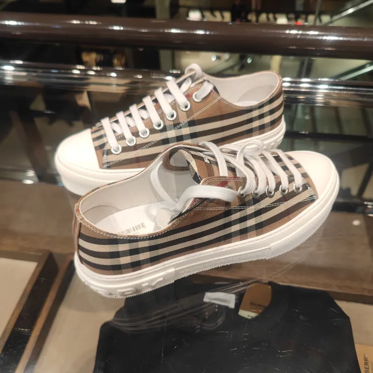 【巴黎直邮】Burberry博柏利格纹棉质低帮时尚板鞋男典藏米80947511