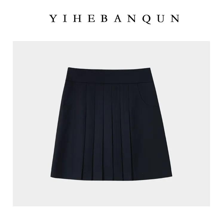 口袋百褶裙2025夏季新款时尚高腰修身显瘦短裙休闲气质黑色A字裙