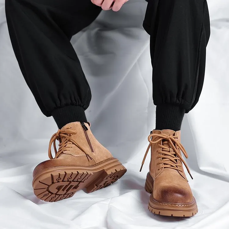 马丁靴男士真皮夏季薄款高帮大黄靴休闲工装靴中帮百搭情侣靴子男