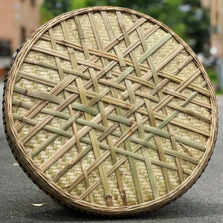 四川竹编簸箕加固家用手工编织晾晒簸箕竹筐竹匾大簸箕