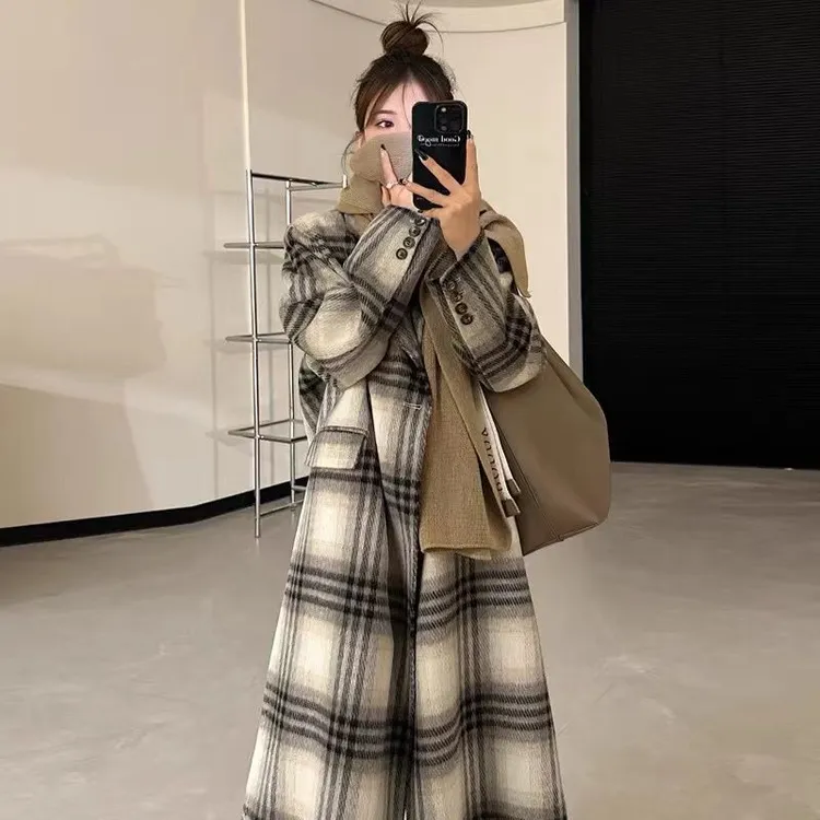2024秋冬加棉加厚长款妮子大衣女过膝高级感小个子毛呢外套学院风