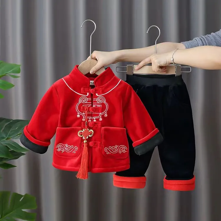 宝宝套装女婴儿拜年服男童周岁衣服加厚中国风百天抓周礼服过年服