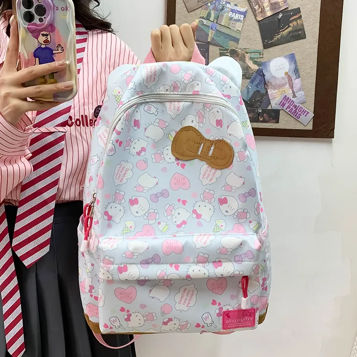 hellokitty小清新包包甜美少女可爱蝴蝶结书包大容量百搭双肩背包