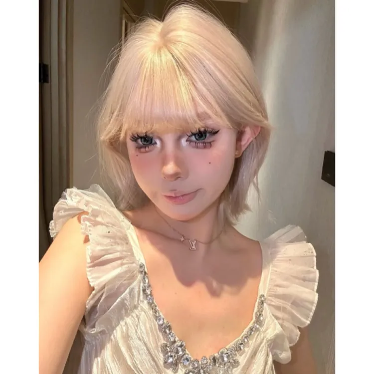 KuKu专属【胡桃夹子】假发时尚减龄空气刘海外翻短发假发女款全头套