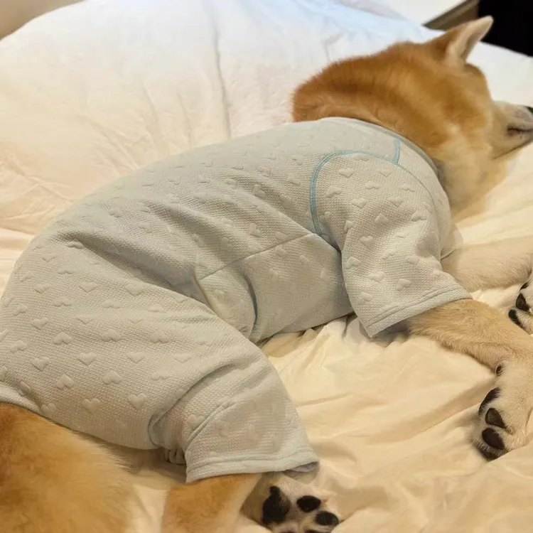 宠物秋冬季节通用四脚衣爱心提花舒适保暖狗狗家居服金毛阿拉斯加